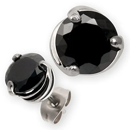 Fly Style Ohrstecker aus 316L Edelstahl mit Zirkonia Kristall Schwarz - Elegante Ohrringe - Zeitloser Ohrschmuck für stilvolle Damen