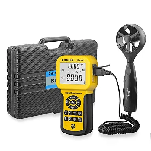 BTMETER BT-856A Pro HVAC Anemometer Measures Wind Speed, Wind Flow, Wind Temperature, CFM Air Flow, Speedometer with Backlight, Max AVG