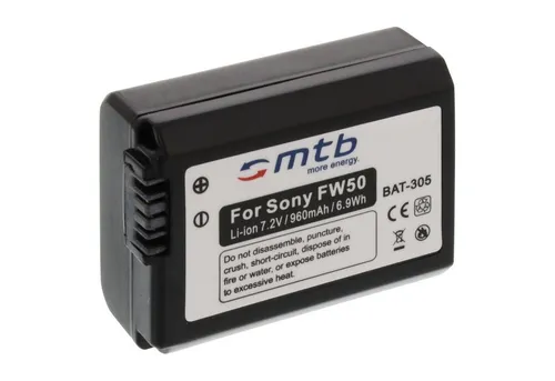mtb more energy Kompatibler Akku für Sony NP-FW50 Kamera-Akku kompatibel mit Akku-Typ Sony NP-FW50 960 mAh (7,2 V)