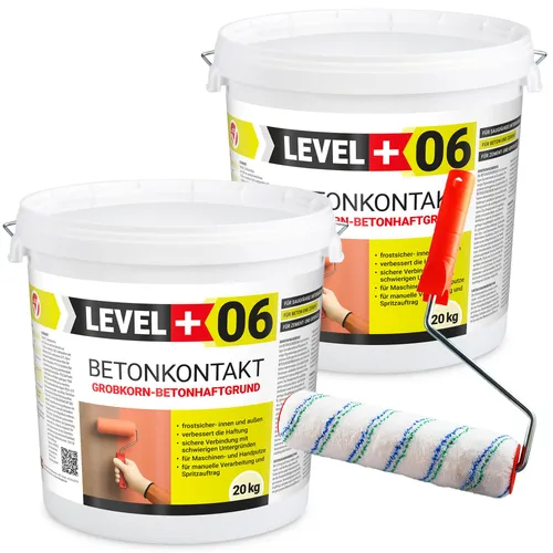 Betonkontakt Haftbrücke Putzgrund 40Kg mit Mikrofaser Farbroller 25cm - Hochwertige Grundierung für Beton und Keramik, schnelltrocknend und wasserabweisend. Inklusive Mikrofaser Farbroller für glatte Oberflächen und einfache Anwendung.