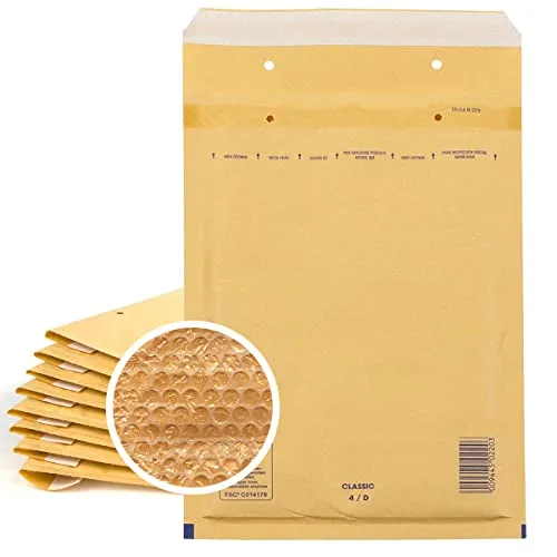 Enolenia 10 Stück Luftpolsterumschläge, selbstklebend, 4/D, geeignet für DIN A5 und DIN C5, Recycling, 180 x 265 mm, reißfest