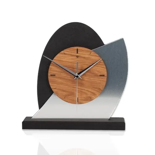 Kreative Feder Designer-Standuhr „Silver Dome“ aus Holz von Kreative Feder