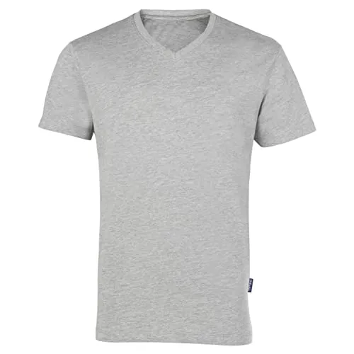 HRM Herren Luxury V-Neck Tee, grau-meliert, Gr. M I Premium T-Shirt Herren V-Ausschnitt aus 100% Bio-Baumwolle I Basic T-Shirt bis 60°C waschbar I Hochwertige & nachhaltige Herren-Bekleidung