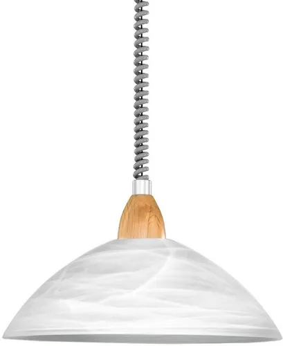 LORD 2 Hängeleuchte, weiß - Elegante Pendelleuchte mit Buchenholz-Aufsatz - Lampen: Die LORD 2 Hängeleuchte aus weißem Alabasterglas bietet eine stilvolle Beleuchtung im Landhausstil und ist individuell höhenverstellbar.