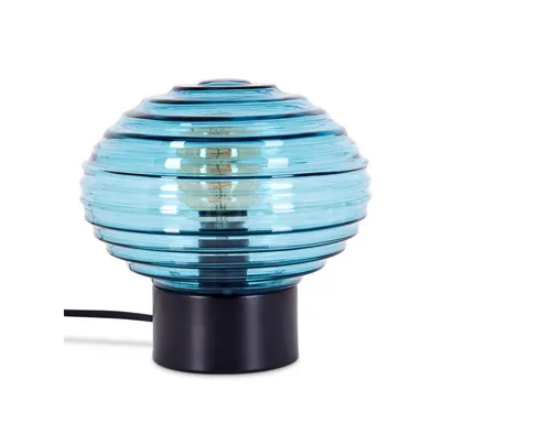 Hofstein Tischleuchte aus Metall und Glas in Schwarz und Blau - Moderne Tischleuchte für den Innenbereich, ideal für Esszimmer oder Wohnzimmer. Mit attraktivem Glasschirm und praktischem An-/Ausschalter für flexibles Lichtdesign.