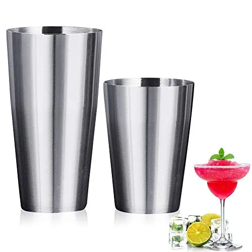 GOLRISEN Cocktail Shaker Edelstahl Cocktailshaker Barset Boston Shaker Set Cocktail Messbecher 700ML+500ML Kapazität Shaker Becher Cocktailset für Anfänger professionelle Barkeeper Bar Partys (Silber)