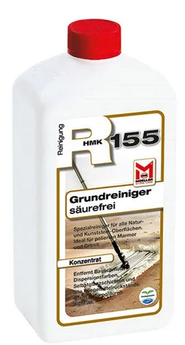 HMK R155 Grundreiniger Säurefrei 1l - Reinigungsmittel für Natur- und Kunststein, entfernt effektiv Bauschmutz und Pflegefilme, schonend für polierte Oberflächen wie Marmor und Granit.