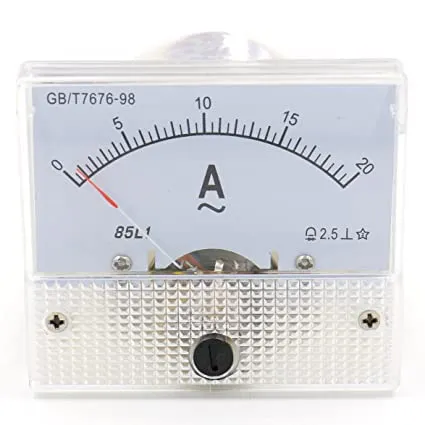 Heschen 85L1-20A Stromzähler / Amperemeter, rechteckig, zur Montage an der Platte, AC 0–20 A, Klasse 2,5, Weiß