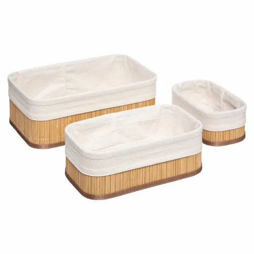 FIVE – 3er Set Dekorative Körbe aus Bambus Beige - Set aus 3 dekorativen Organizer-Körben aus Bambus, ideal für das Badezimmer und in 3 praktischen Größen erhältlich.