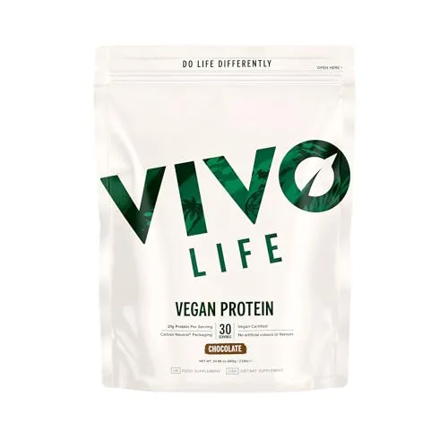 Vivo Life Vegan Protein Powder - Hochwertiges Pflanzenprotein mit Himalaya-Salz - Mehrkomponenten Proteine mit 21g pflanzlichem Protein pro Portion, schnell absorbierbar und ohne künstliche Zutaten. Nachhaltig hergestellt und umweltfreundlich.