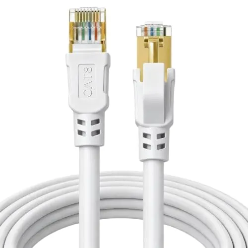 DDMALL CAT 8 LAN Kabel 3m, 40Gbit/s Netzwerkkabel Rund (3 Meter, Weiß)