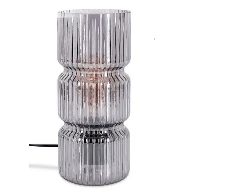 Hofstein Tischleuchte aus Metall und Glas in Schwarz/Rauchfarben - Moderne Tischlampe für den Innenbereich mit elegantem Glasschirm (10,5 cm). Ideal für Esszimmer, Flur oder Wohnzimmer. Flexibel und stilvoll einsetzbar, ohne Leuchtmittel.