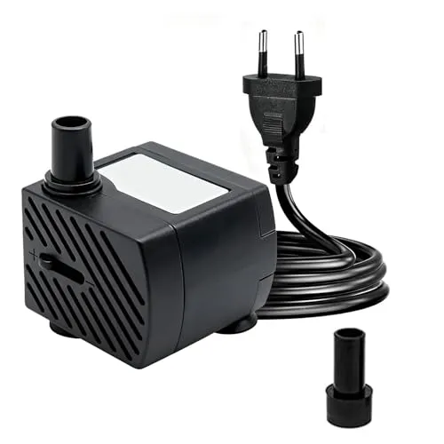 180L/H 3W Mini-Tauchpumpe, Ultra Leise Aquarium Pumpe mit 1.3m Netzkabel，mit 1 Düsen für Brunnenaquarium， Aquarium, Teichgarten EU-Stecker