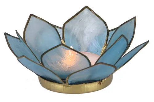 GURU SHOP Lotus Teelicht Muschel 11x4 cm - Himmelblau