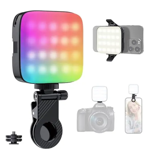 ETROBOT Selfie Licht mit Clip, 64 LED Videolicht Dimmbare, 13 Modi, wiederaufladbarer Clip-On für Telefon/Laptop/Kamera – Make-up, YouTube, TikTok, Live-Streaming, Fotografie und Vlogging
