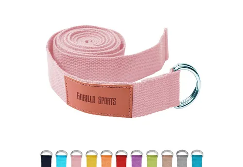 GORILLA SPORTS Yogagurt Yoga-Gürtel, 100% Baumwolle, mit Verschluss aus Metall, Yoga Strap
