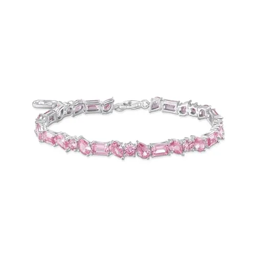 THOMAS SABO Tennisarmband mit 31 pinkfarbenen Steinen Silber 925 Sterlingsilber