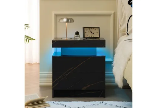 Fine Life Pro Nachttisch mit LED-Beleuchtung und 2 Schubladen