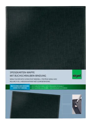 Speisekarten-Mappe Buchschrauben-Bindung A4 schwarz
