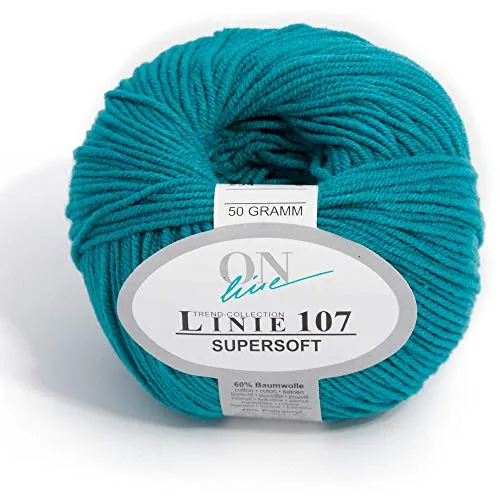 ONline Linie 107 Supersoft 244 - altmint - Weiches Garn aus Baumwolle und Acryl mit einer Lauflänge von 130m auf 50g, ideal für kreative Projekte und komfortables Stricken.