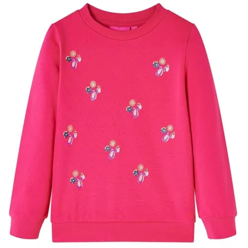 vidaXL Kinder Sweatshirt mit Glitzer-Muster Langarmshirt Pullover Pulli Knallrosa 92