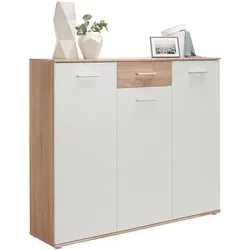 Carryhome Schuhschrank in Weiß und Sonoma Eiche - Schuhschrank mit 14 Fächern und 1 Schublade, sorgt für Ordnung in Ihrer Schuhsammlung und harmoniert mit verschiedenen Einrichtungsstilen.