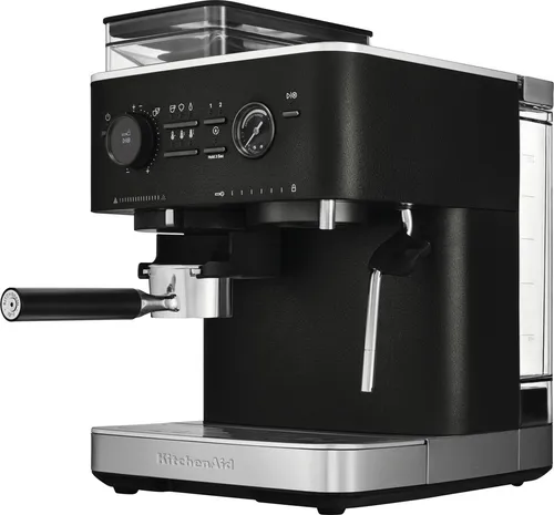 KitchenAid 5KES6551EBK - Siebträgermaschine mit integrierter Kaffeemühle, bereitet 30 Tassen Kaffee ohne Nachfüllen vor