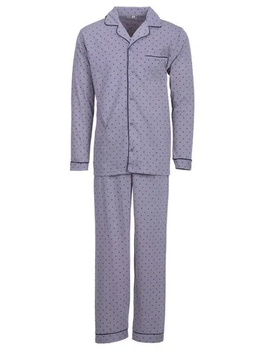 Henry Terre Schlafanzug Pyjama Set Langarm - Diamant grau L - Herren-Nachtwäsche, klassischer Langarm-Pyjama aus 80% Baumwolle für optimalen Komfort und Atmungsaktivität, ideal für entspannte Nächte.
