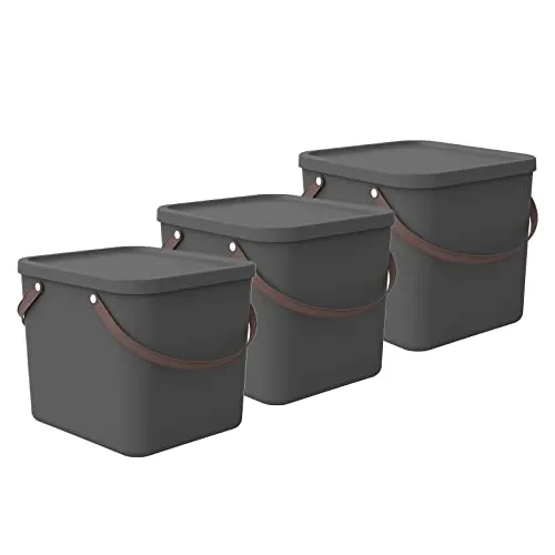 Rotho Albula 3er-Set Aufbewahrungsbox 40l mit Deckel - Praktisches 3er-Set Aufbewahrungsboxen aus recyceltem Kunststoff, ideal für die organisierte Aufbewahrung in jedem Raum. Robust und stapelbar, vereinfacht die Ordnung und sorgt für ein schönes Wohnambiente.