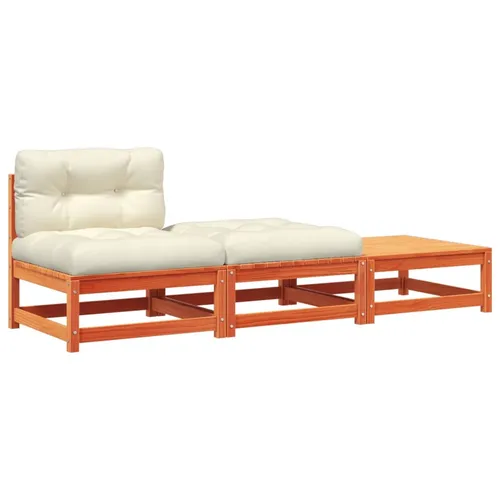 vidaXL Gartensofa ohne Armlehnen mit Kissen und Hockern