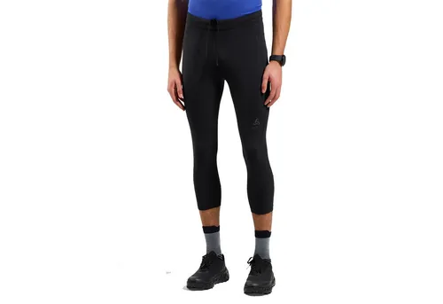Odlo Herren Essential 3/4 Tights - Komfortable Sportleggings in Größe XL - Bequeme 3/4-Lauftights in Schwarz mit Stretch, praktischen Taschen und reflektierenden Details - perfekt für Sport und Alltag.