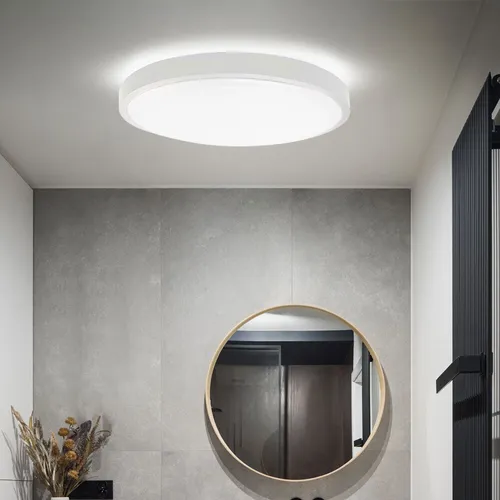 LED Deckenleuchte Rund Weiß 25 cm IP44 - Elegante, spritzwassergeschützte LED Deckenleuchte in Weiß. Ideal für Feuchträume, mit 4000 Kelvin für neutrales Licht. Perfekt für die moderne Grundbeleuchtung.