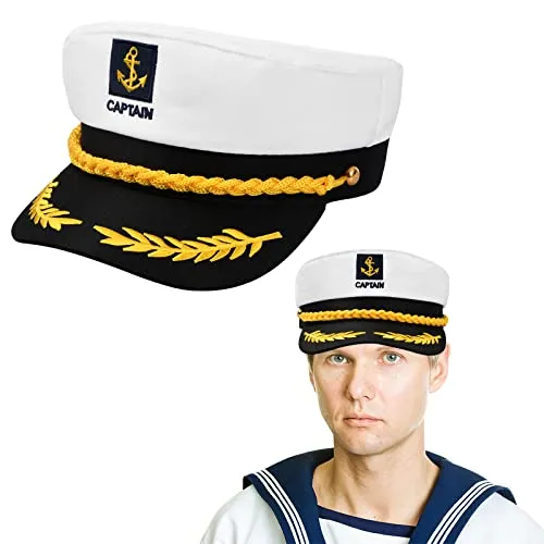 Yacht Kapitän Hut Kapitänsmütze, Erwachsene, Verstellbare, Matrosenmütze, Marine Admiral Hut, Yacht Schiff Boot Mütze, Marine Accessoire, Kostüm, für Damen Männer für Karneval Mottoparty Cosplay