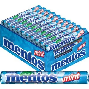 Mentos Kaubonbons Mint Dragees, mit Mintgeschmack, je 38g, 40 Rollen, 14 Stück