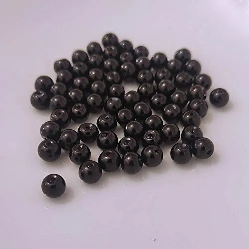 Kopper-24 (4 mm/Schwarz) Glasperlen - Bastelperlen aus Glas rund - 30 Farben mit Loch Perlen zum Basteln auffädeln Armbänder Traumfänger bunt Set DIY mini kleine große Kinder Bastelperlen Schmuck
