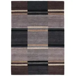 Cazaris Wollteppich Senstion Silk Soya, Dunkelgrau, 70x140 cm - Teppiche & Böden, eleganter Wollteppich mit Bordüre, geeignet für Fußbodenheizung und handgeknüpft aus 97% Schurwolle für ein angenehmes Wohngefühl.