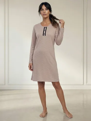 zeitlos Nachthemd Nachthemd Langarm - Marry Herz & Spitze in beige von zeitlos