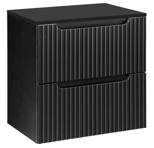 Lomadox Badmöbel Waschtischunterschrank 60 cm schwarz - Stylischer Unterschrank für kleine Badezimmer mit grifflosen Softclose-Schubladen und feuchtigkeitsresistenten Oberflächen - ideal für modernes Wohnen.