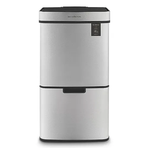 Les Collectors Sensormülleimer N°1012 - 69L Edelstahl mit Infrarot - Haushaltszubehör mit 3 Fächern (47+11+11L) für effizientes Recycling und automatischer Öffnung durch Infrarot-Erkennung, ideal für moderne Küchen.