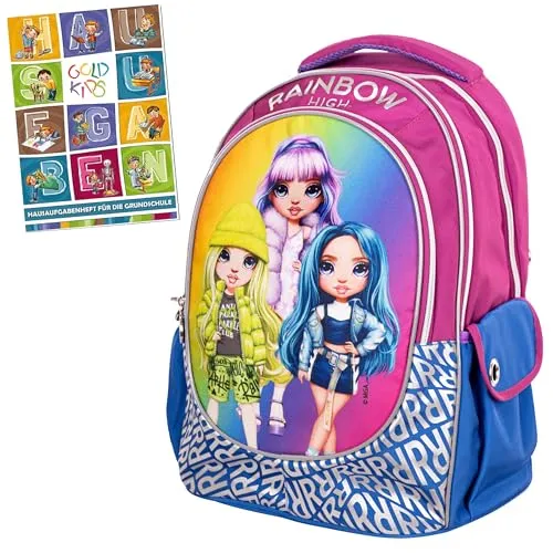 GOLDKIDS Schulrucksack Rucksack Teenager - Ergonomischer Schulrucksack mit hohem Tragekomfort, ideal für Jungen und Mädchen. Mit 3 Fächern bietet er ausreichend Platz für Bücher und Hefte und überzeugt durch modernes Design.