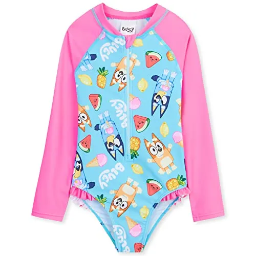 BlueY Badeanzug Mädchen Schwimmanzug Kinder und Kleinkind Einteiliger oder Zweiteiliger Bequemer Swimsuit für Sport Schwimmen Strand (3-4 Jahre, Rosa/Blau)