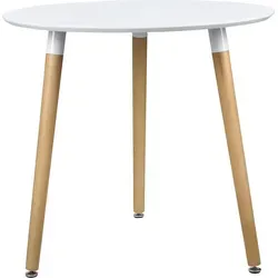 [en.casa] Esstisch Rund Weiß – Retro Küchentisch (Ø80cm) - Esstische: Runder Tisch im edlen Retro-Design, ideal für bis zu 3 Personen. Hochwertige MDF-Platte in matt weiß, einfach montierbare Füße für optimale Stabilität.