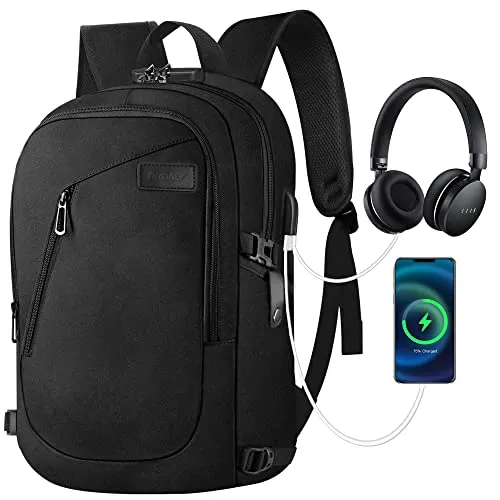 Dobaly Rucksack Herren, 17,3 Zoll Laptop Rucksack Schulrucksack mit Anti-Diebstahl Schloss, Wasserdicht Rucksack Daypacks für Arbeit Reisen Business Uni, Schwarz