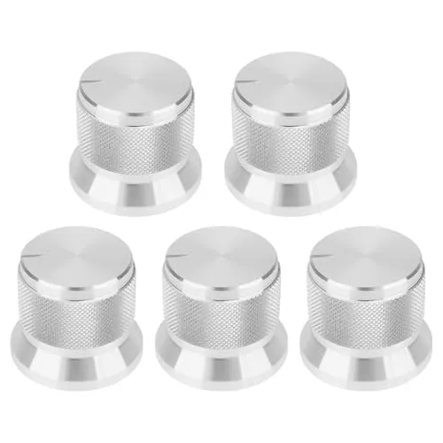VGOL 5Pcs Aluminium Knopf 20x17mm Geeignet für 6mm D-Typ Welle Potentiometer Silber