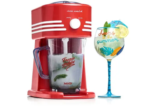 Salco Slush-Ice-Maker - Slush-Eis-Maschine mit 2 Betriebs-Modi, Retro-Design und 1-Liter-Krug für grobes oder feines Eis