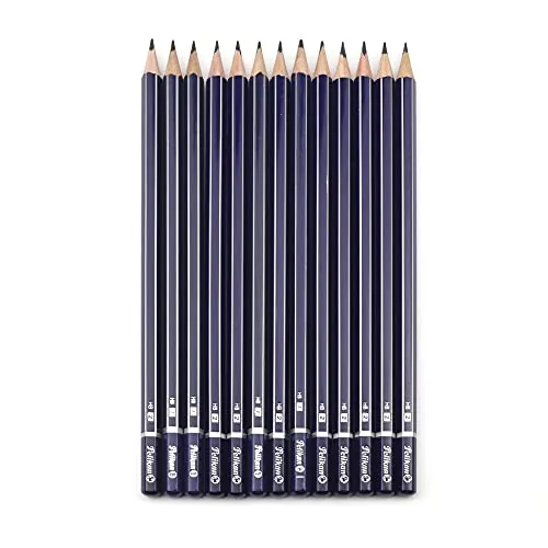 Pelikan 979393 12 Bleistifte Härtegrad HB mit Radierer, Balu Silber, 1 Stück (12er Pack)