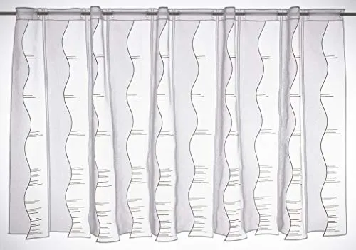 Verdi Scheibengardine Moderne Streifen 80 cm hoch weiß beige grau - Wunschbreite frei wählbar durch gekaufte Menge in 15,5 cm Schritten - Meterware