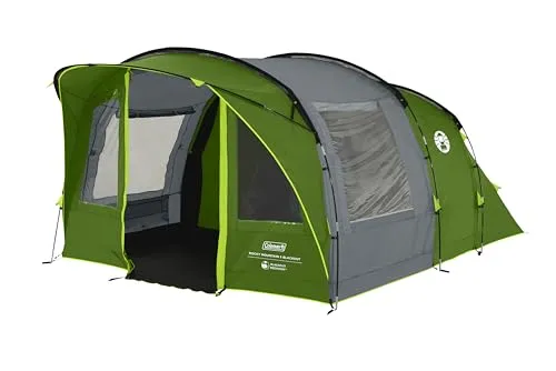 Coleman Rocky Mountain 5 Blackout Zelt | 5-Personen Familien-Tunnelzelt mit BlackOut-Technologie - Familienzelt mit 2 abgedunkelten Schlafkabinen für erholsamen Schlaf, 4500 mm wasserdicht, ideal für Campingausflüge und Outdoor-Abenteuer.