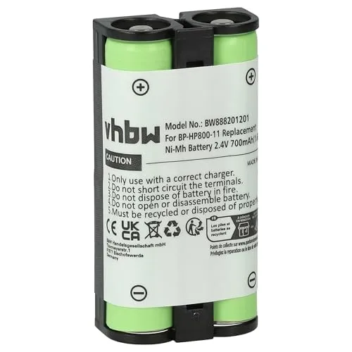 vhbw Akku kompatibel mit Sony MDR-RF995, MDR-RF995RK, WH-RF400 Wireless Headset Kopfhörer (700mAh, 2,4V, NiMH)