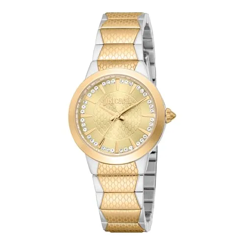 Just Cavalli Damenuhr Animalier JC1L335M0045 - Armbanduhren für Damen, bicolor Edelstahl mit animalischem Design, perfekt für einen stilvollen Auftritt.